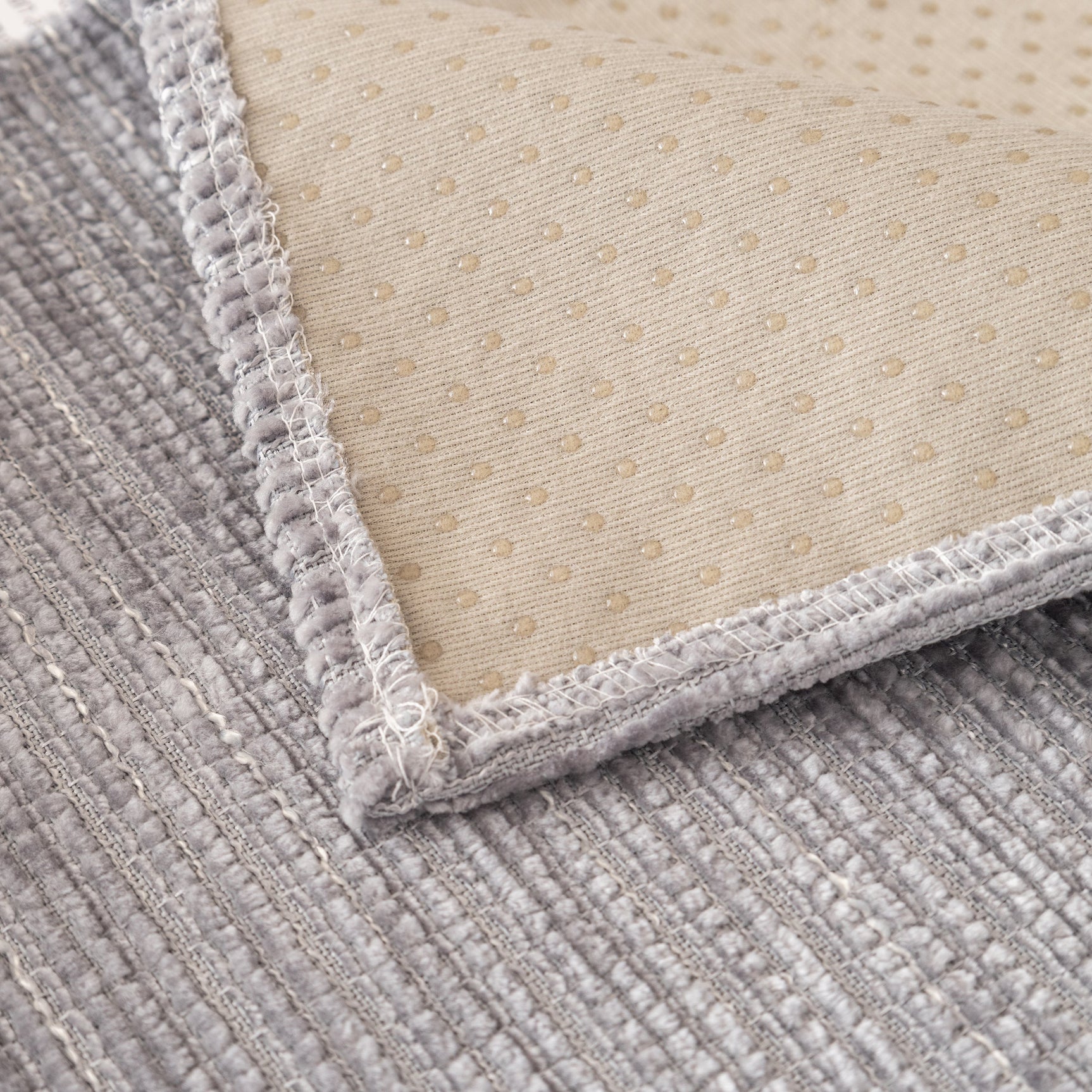Plush Solid Color Striped L-Shaped Sofa Slipcovers, Washable Non-Slip Textured Furniture Covers - Ornate Home