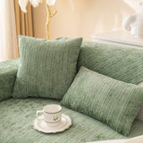 Plush Solid Color Striped L-Shaped Sofa Slipcovers, Washable Non-Slip Textured Furniture Covers - Ornate Home