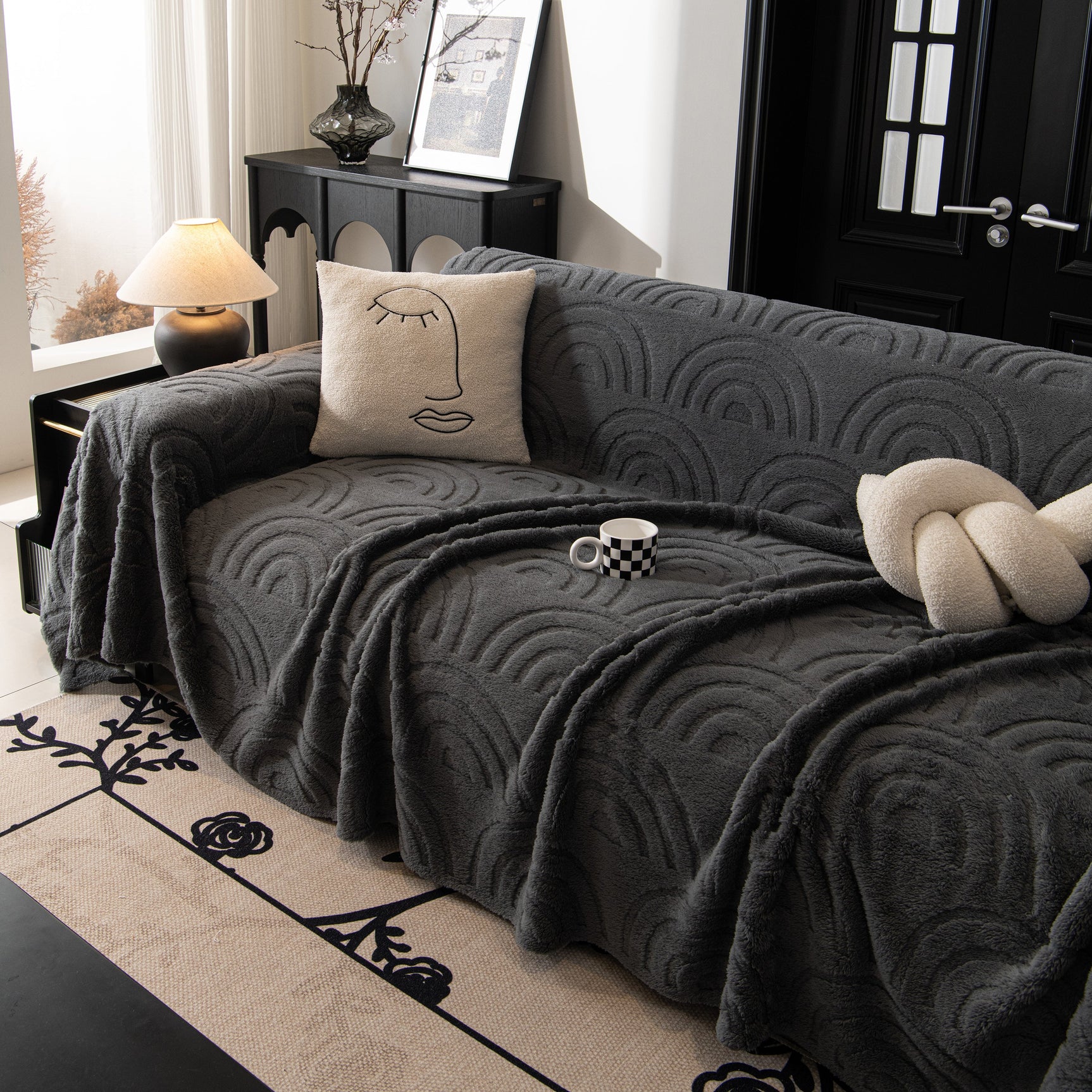 Plush Warm Decor Couch Cover Soft Jacquard Fleece Throw Blankets for Bed Couch Sofa Chair - Ornate Home