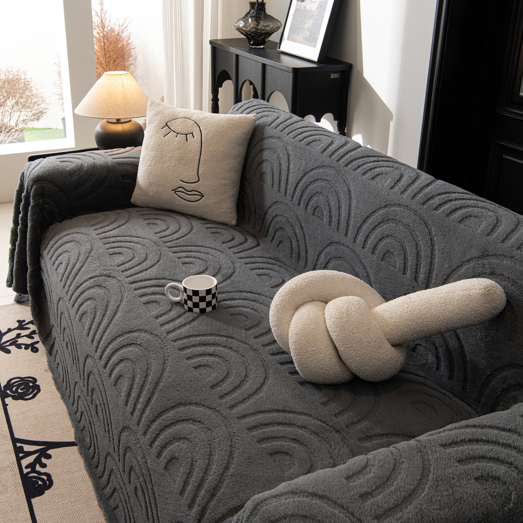 Plush Warm Decor Couch Cover Soft Jacquard Fleece Throw Blankets for Bed Couch Sofa Chair - Ornate Home