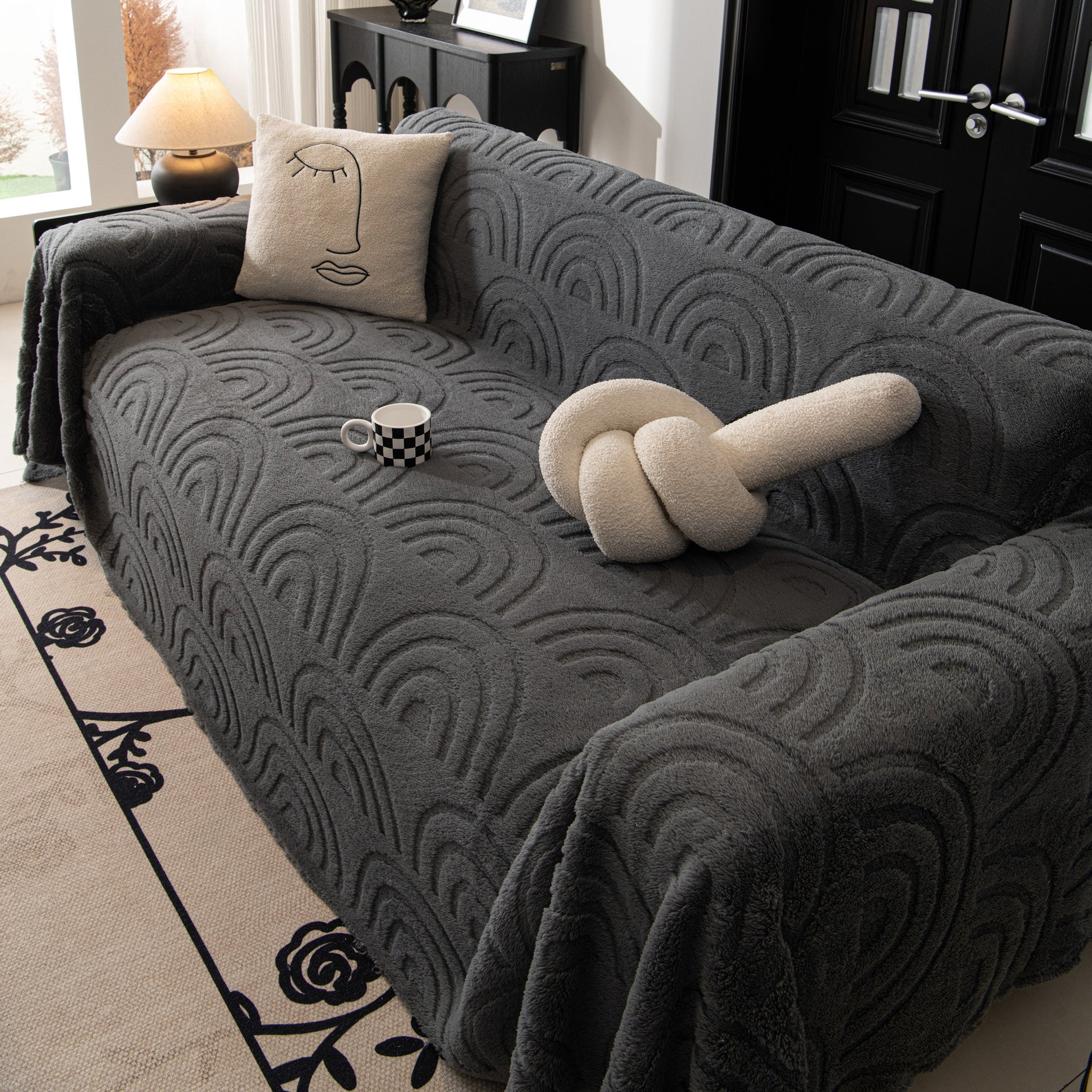 Plush Warm Decor Couch Cover Soft Jacquard Fleece Throw Blankets for Bed Couch Sofa Chair - Ornate Home