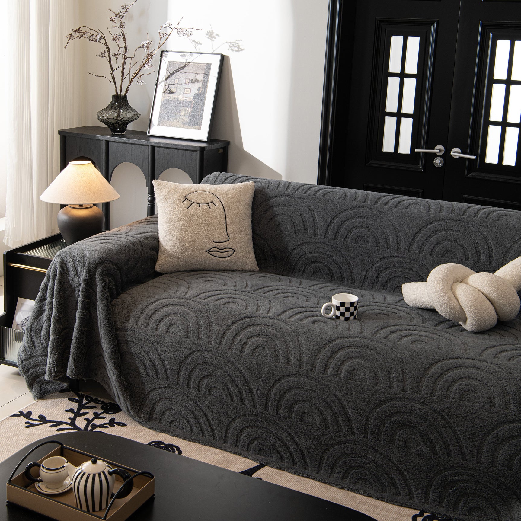 Plush Warm Decor Couch Cover Soft Jacquard Fleece Throw Blankets for Bed Couch Sofa Chair - Ornate Home