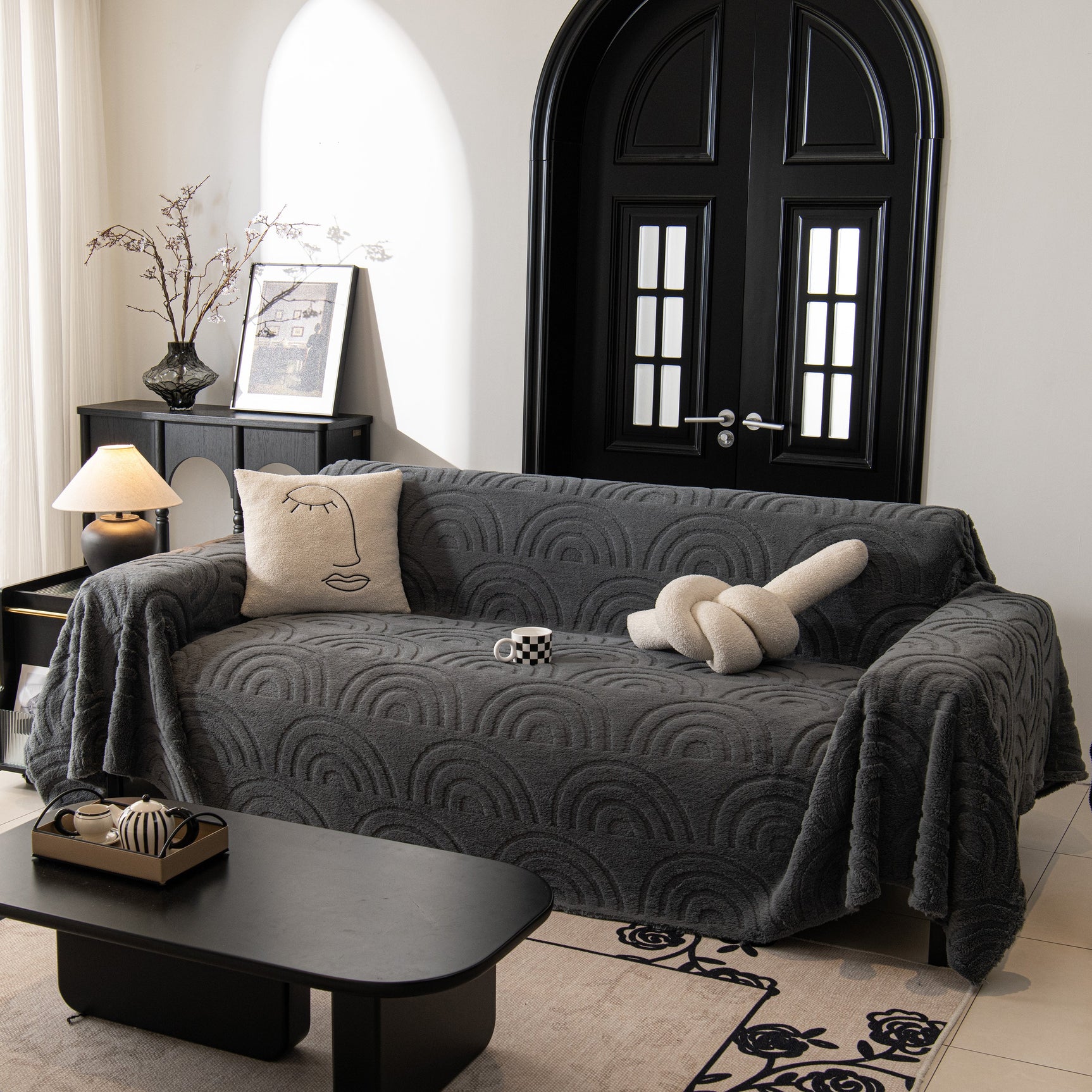 Plush Warm Decor Couch Cover Soft Jacquard Fleece Throw Blankets for Bed Couch Sofa Chair - Ornate Home