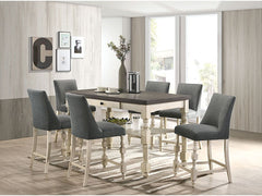 Plymouth Ivory/Dark Gray 7 Pc. Counter Height Table Set - Ornate Home