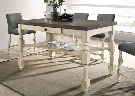 Plymouth Ivory/Dark Gray 7 Pc. Counter Height Table Set - Ornate Home