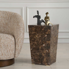 Poe Brown Marble Accent Table - Ornate Home