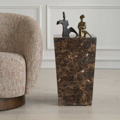 Poe Brown Marble Accent Table - Ornate Home