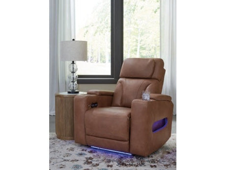 Point Clear Caramel-Dual Power Recliner - Ornate Home