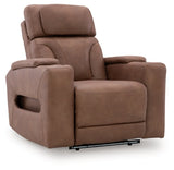 Point Clear Caramel-Dual Power Recliner - Ornate Home