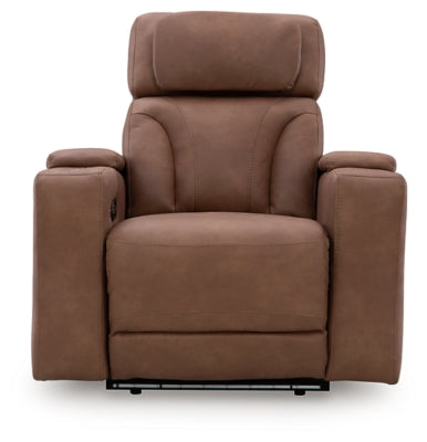 Point Clear Caramel-Dual Power Recliner - Ornate Home