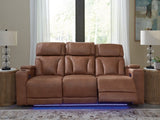 Point Clear Caramel-Dual Power Reclining Sofa - Ornate Home