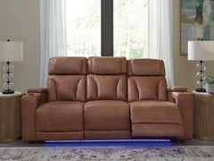Point Clear Caramel-Dual Power Reclining Sofa - Ornate Home