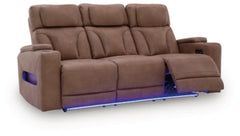 Point Clear Caramel-Dual Power Reclining Sofa - Ornate Home