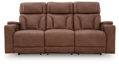 Point Clear Caramel-Dual Power Reclining Sofa - Ornate Home