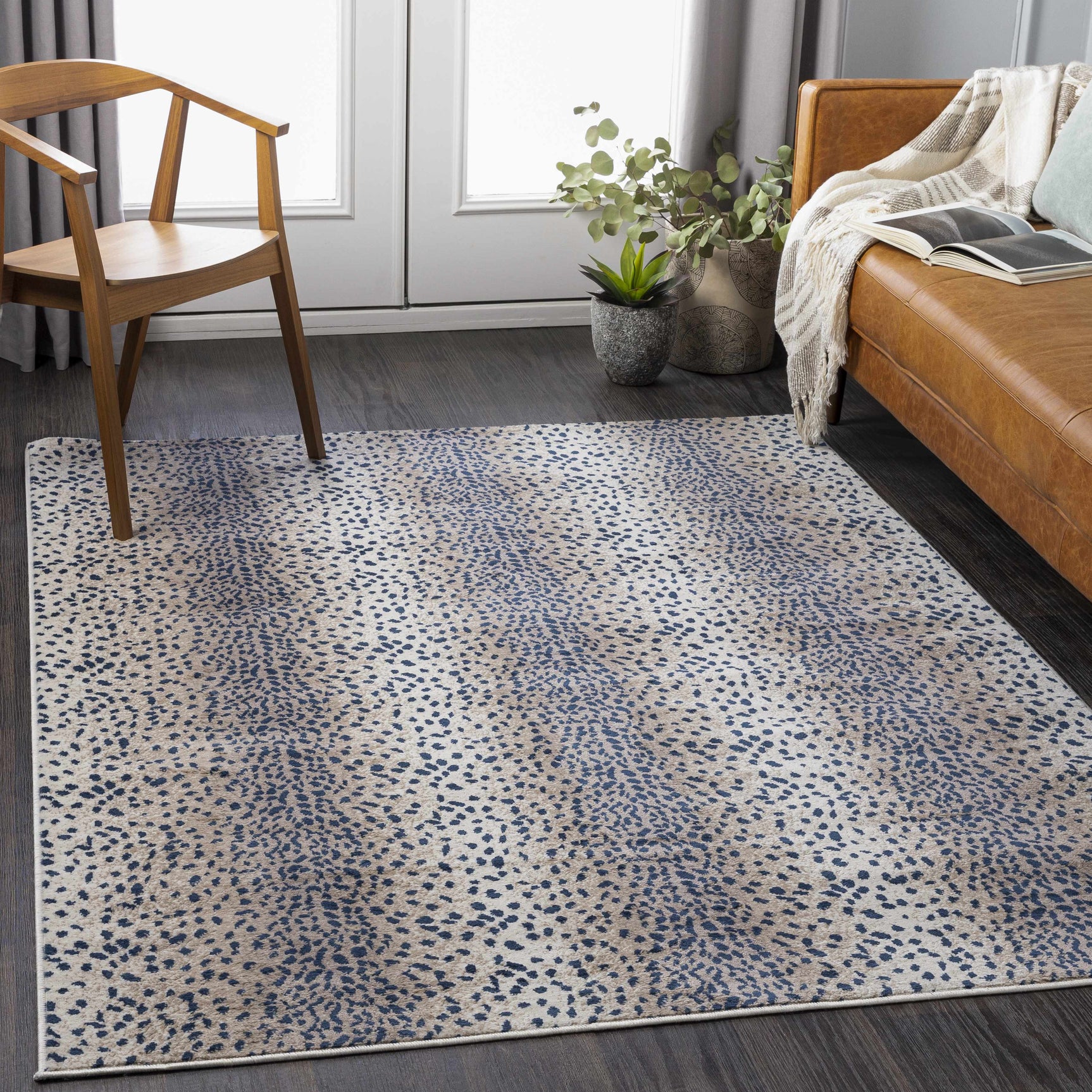 Pointblank Tan & Navy Leopard Print Area Rug - Ornate Home