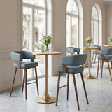 Poise Azure Gray & Walnut Barstool - Ornate Home
