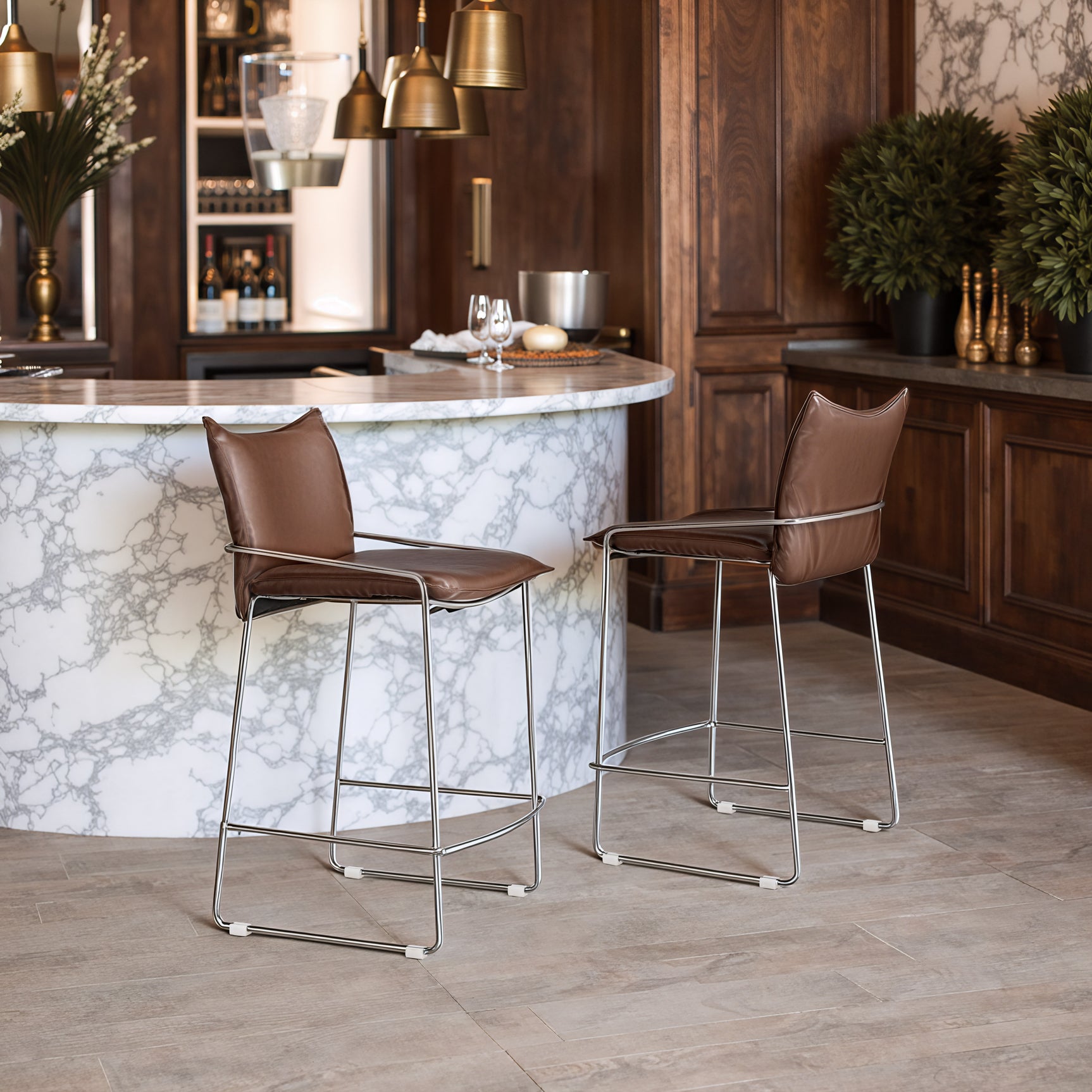 Pola Brown Counter Stool - Ornate Home