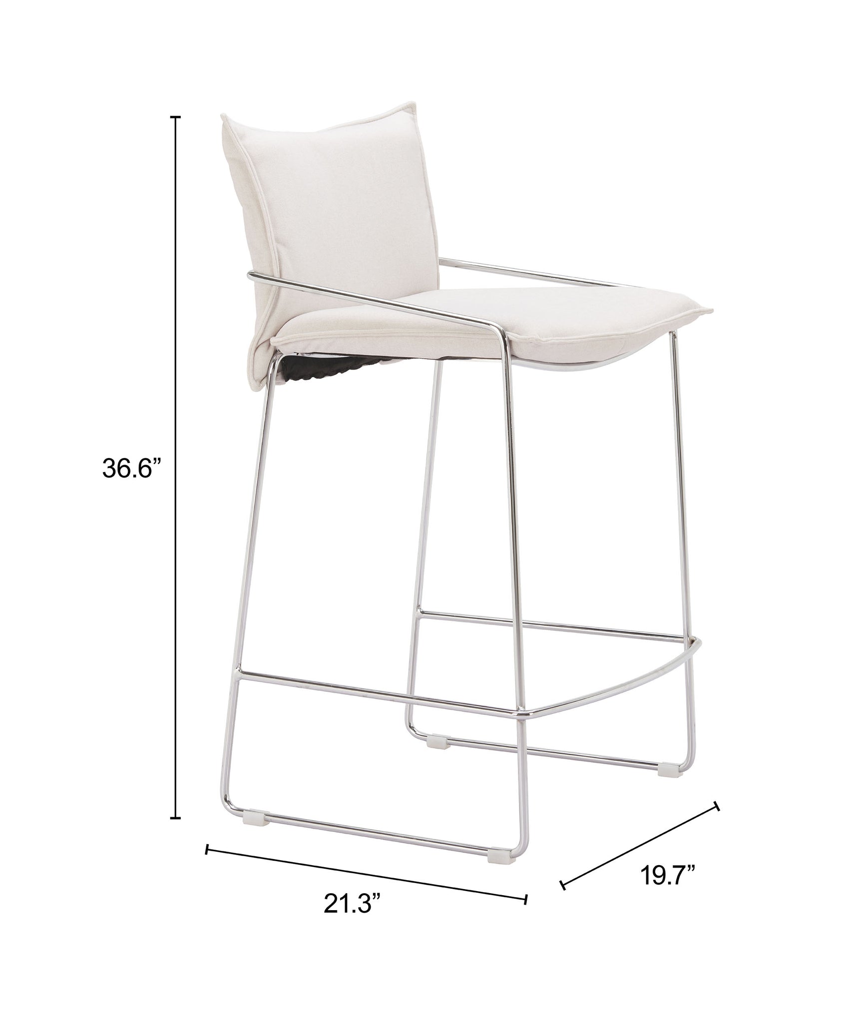 Pola White Counter Stool - Ornate Home