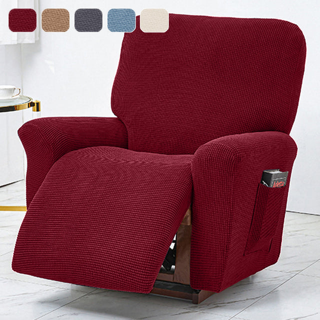 Polar Fleece Recliner Chair Cover, 4-Piece Soft Plush Slipcover with Pocket for Reclining Chairs - Ornate Home