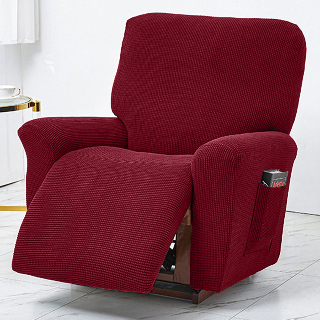 Polar Fleece Recliner Chair Cover, 4-Piece Soft Plush Slipcover with Pocket for Reclining Chairs - Ornate Home