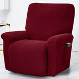 Polar Fleece Recliner Chair Cover, 4-Piece Soft Plush Slipcover with Pocket for Reclining Chairs - Ornate Home