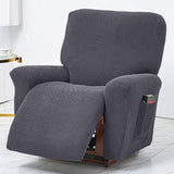 Polar Fleece Recliner Chair Cover, 4-Piece Soft Plush Slipcover with Pocket for Reclining Chairs - Ornate Home