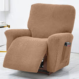Polar Fleece Recliner Chair Cover, 4-Piece Soft Plush Slipcover with Pocket for Reclining Chairs - Ornate Home