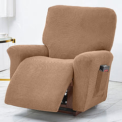 Polar Fleece Recliner Chair Cover, 4-Piece Soft Plush Slipcover with Pocket for Reclining Chairs - Ornate Home