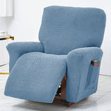 Polar Fleece Recliner Chair Cover, 4-Piece Soft Plush Slipcover with Pocket for Reclining Chairs - Ornate Home