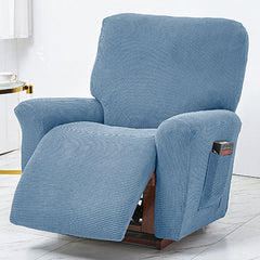 Polar Fleece Recliner Chair Cover, 4-Piece Soft Plush Slipcover with Pocket for Reclining Chairs - Ornate Home
