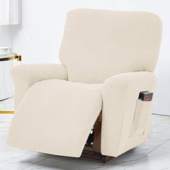 Polar Fleece Recliner Chair Cover, 4-Piece Soft Plush Slipcover with Pocket for Reclining Chairs - Ornate Home