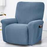 Polar Fleece Recliner Chair Cover, 4-Piece Soft Plush Slipcover with Pocket for Reclining Chairs - Ornate Home