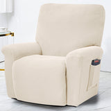 Polar Fleece Recliner Chair Cover, 4-Piece Soft Plush Slipcover with Pocket for Reclining Chairs - Ornate Home