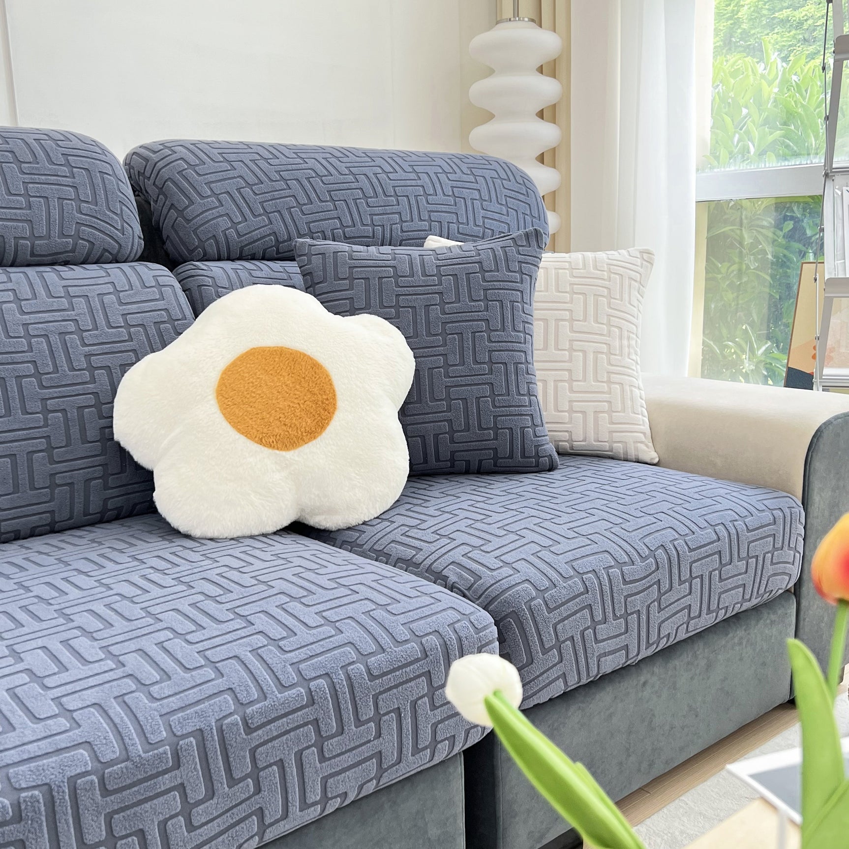 Polar Fleece Stretch Seat Cushion Covers, Couch Cushion Covers Slipcover, Sofa Cushion Protector Covers - Ornate Home