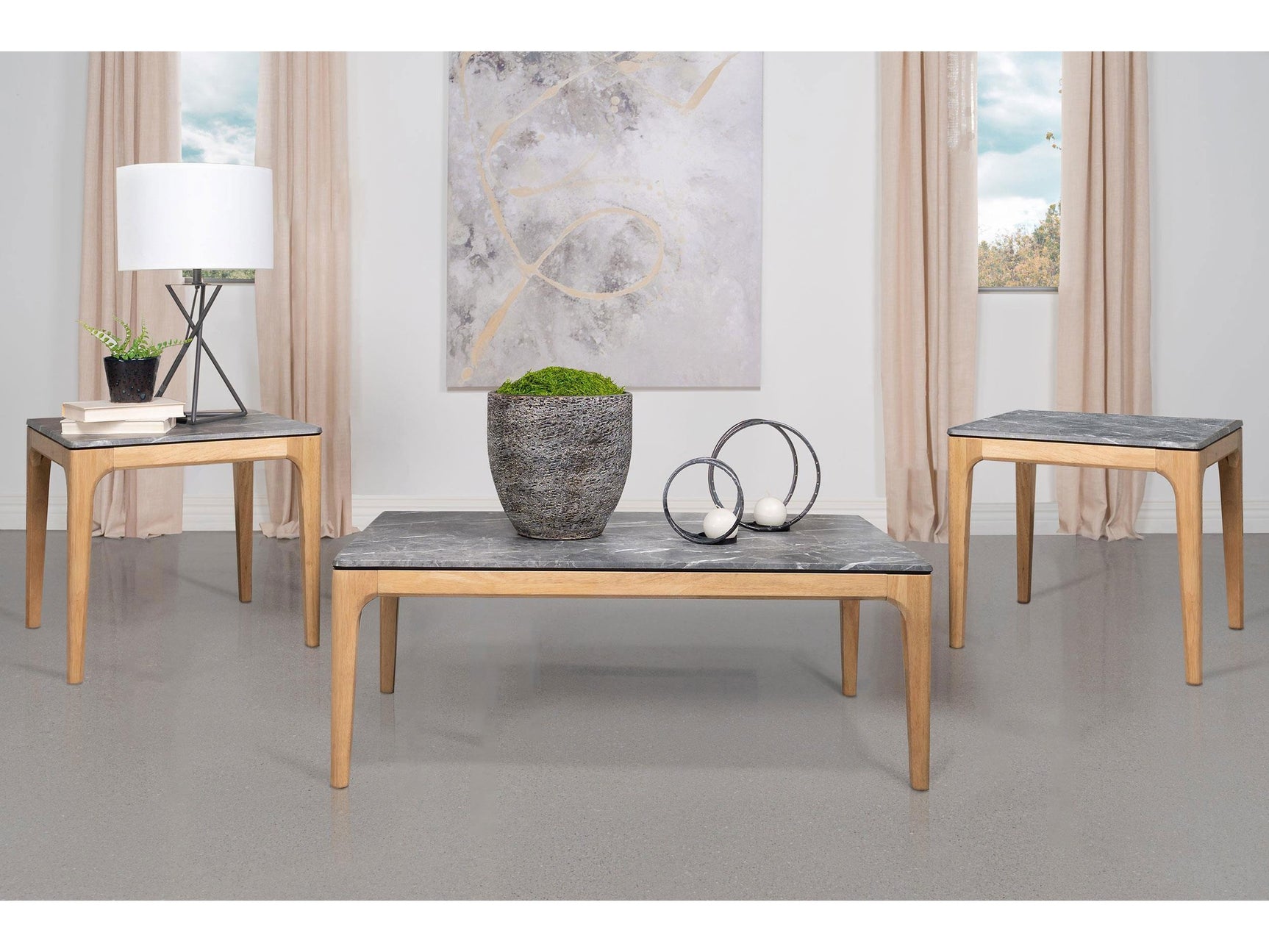 Polaris Grey 3-piece SmartTop Coffee and End Table Set - Ornate Home