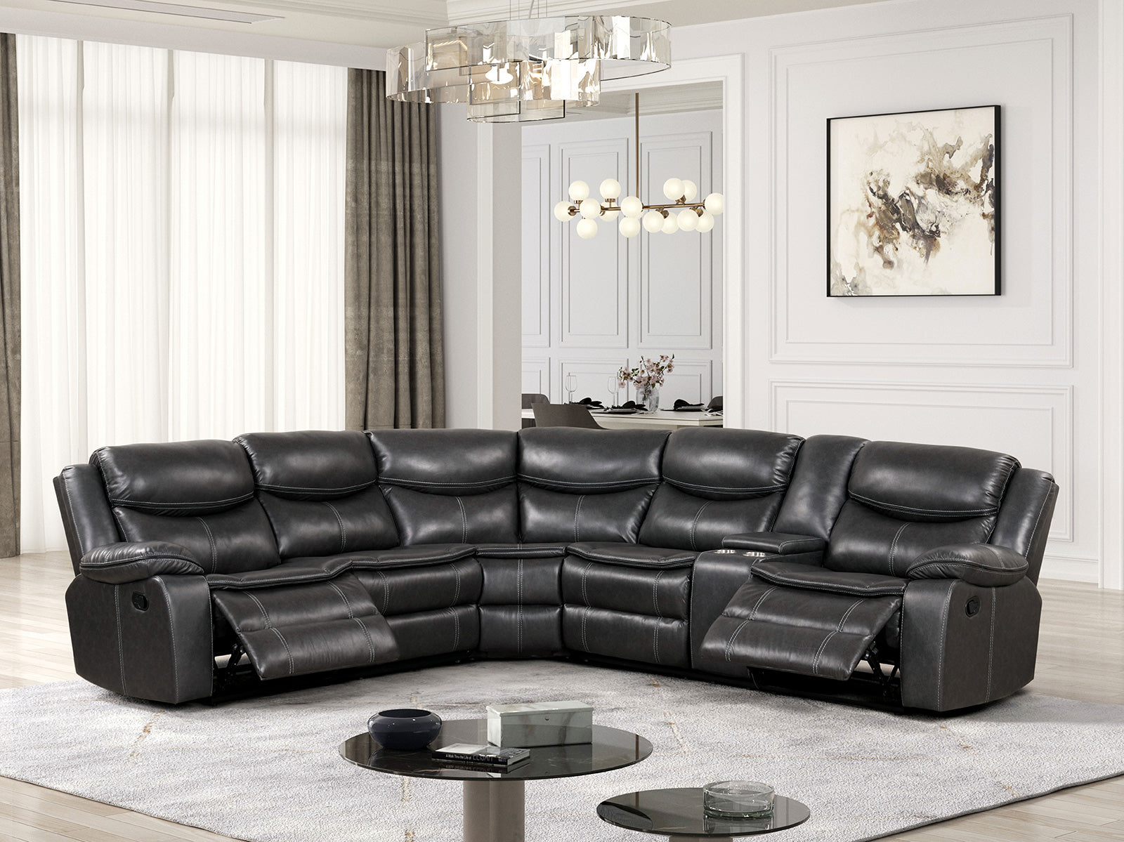 Pollux Dark Gray Reclining Sectional - Ornate Home