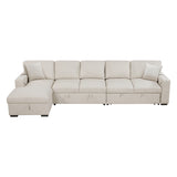 Pompano Beige Sectional with Left Chaise and Pull-out Bed (L Shape) - Ornate Home