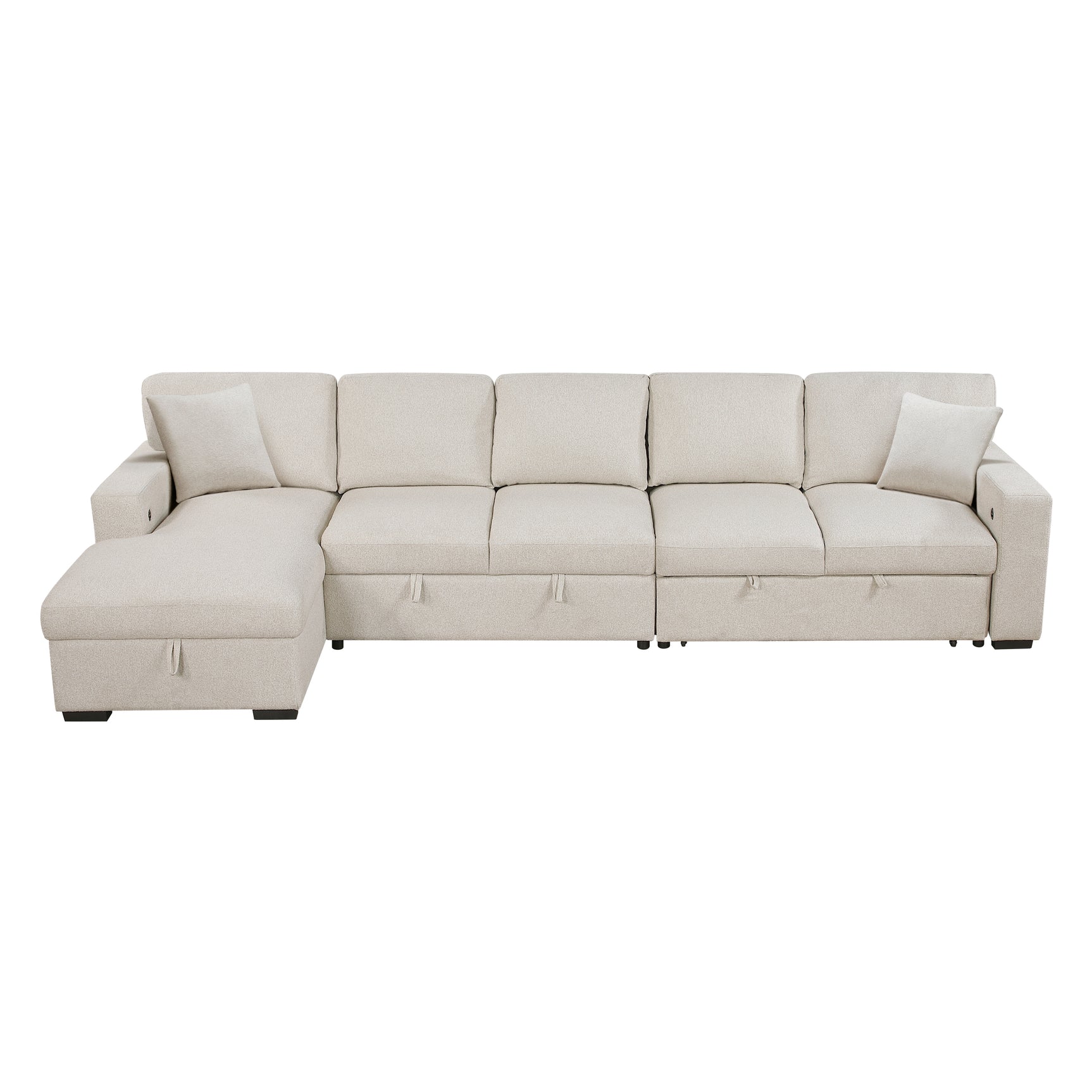 Pompano Beige Sectional with Left Chaise and Pull-out Bed (L Shape) - Ornate Home