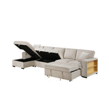 Pompano Beige Sectional with Left Chaise and Pull-out Bed (L Shape) - Ornate Home