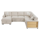 Pompano Beige Sectional with Left Chaise and Pull-out Bed (U Shape) - Ornate Home