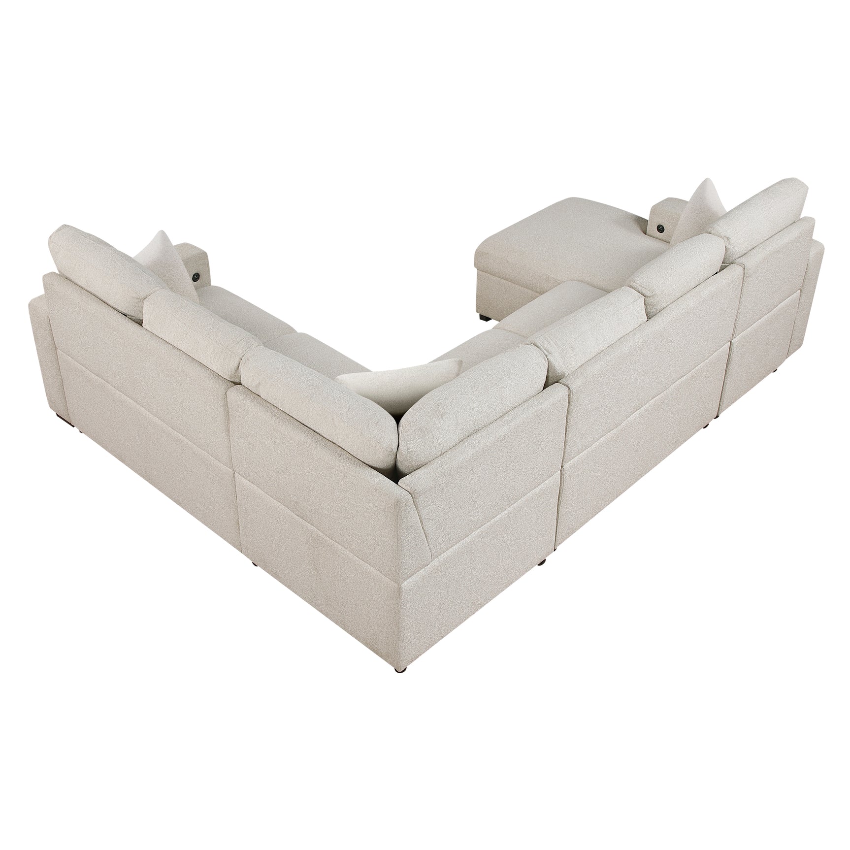 Pompano Beige Sectional with Left Chaise and Pull-out Bed (U Shape) - Ornate Home