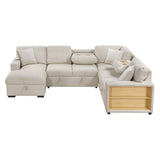 Pompano Beige Sectional with Left Chaise and Pull-out Bed (U Shape) - Ornate Home