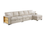 Pompano Beige Sectional with Right Chaise and Pull-out Bed (L Shape) - Ornate Home
