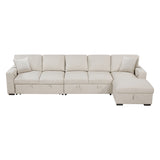 Pompano Beige Sectional with Right Chaise and Pull-out Bed (L Shape) - Ornate Home