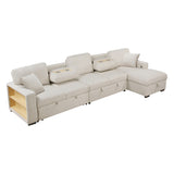 Pompano Beige Sectional with Right Chaise and Pull-out Bed (L Shape) - Ornate Home