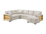 Pompano Beige Sectional with Right Chaise and Pull-out Bed (U Shape) - Ornate Home