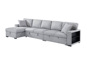 Pompano Gray Sectional with Left Chaise and Pull-out Bed (L Shape) - Ornate Home