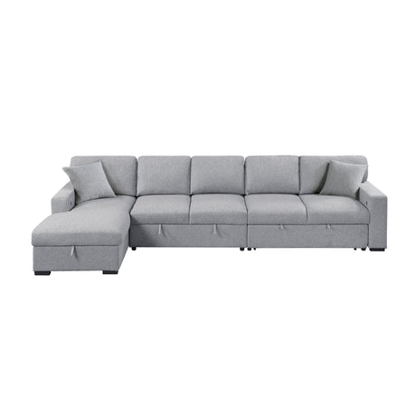 Pompano Gray Sectional with Left Chaise and Pull-out Bed (L Shape) - Ornate Home