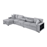 Pompano Gray Sectional with Left Chaise and Pull-out Bed (L Shape) - Ornate Home
