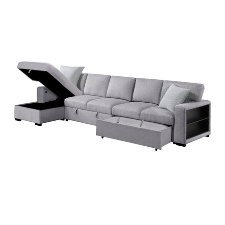 Pompano Gray Sectional with Left Chaise and Pull-out Bed (L Shape) - Ornate Home
